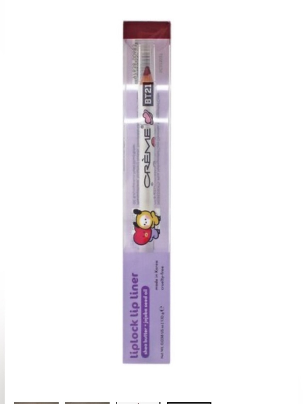 The Crème Shop BT21 Minini Liplock Lip Liner Shea Butter +Jojobo Seed Lil Kiss